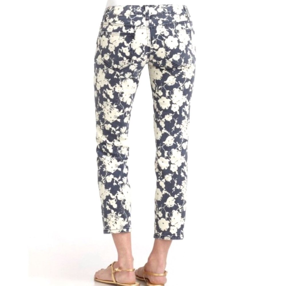 Tory Burch Floral Alexa Cropped Skinny Jeans